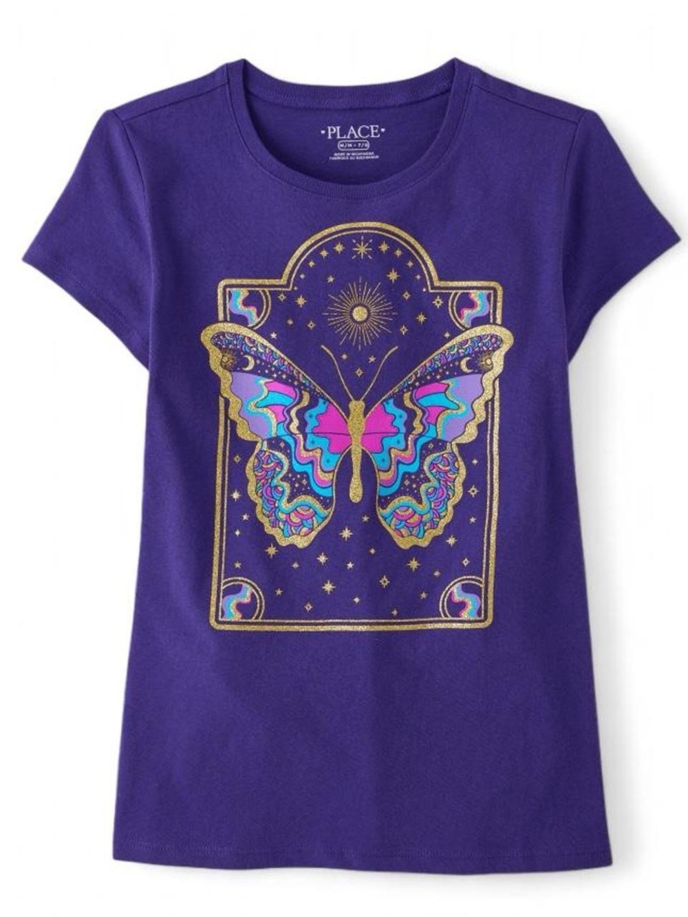 100% Cotton Short Sleeve Purple Butterfly Shirt Children’s Place Girls XXL 16